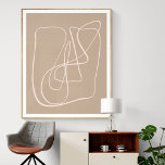 Contemporary: Taupe Brown Line med minimal Abstrak Poster<br><div class="desc">Modern och minimalistisk,  den här contemporaryn har en abstrakt teckning i taupbrunt.</div>