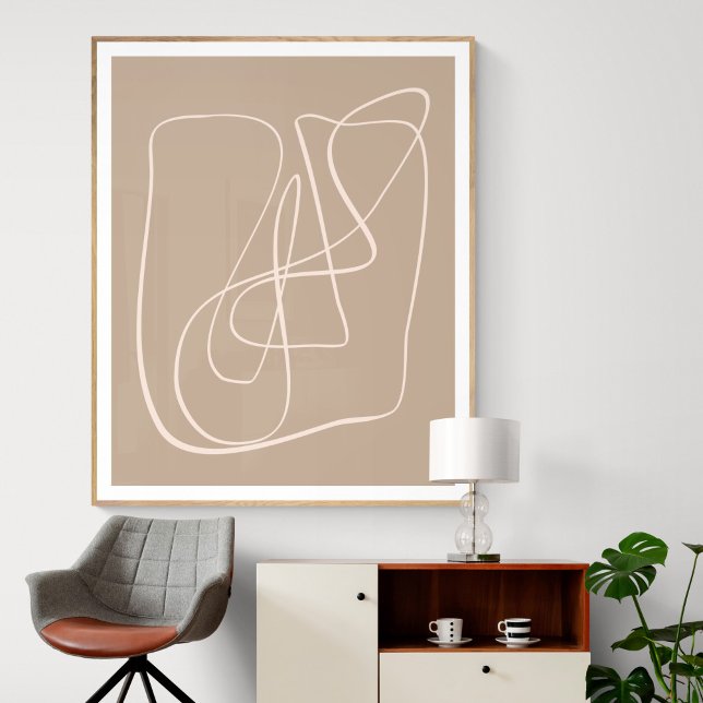 Contemporary: Taupe Brown Line med minimal Abstrak Poster (Skapare uppladdad)