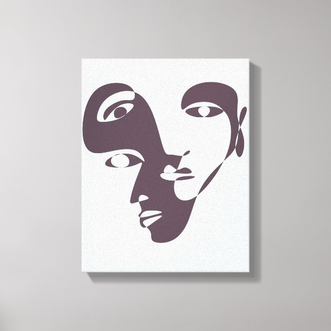 Contemporary Teckning Cubism Abstrakt Line Art Canvastryck (Framsida)