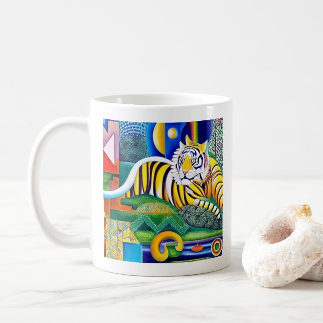 Contemporary Tiger Art - Öga-fångstdekoration Kaffemugg (Med munk)