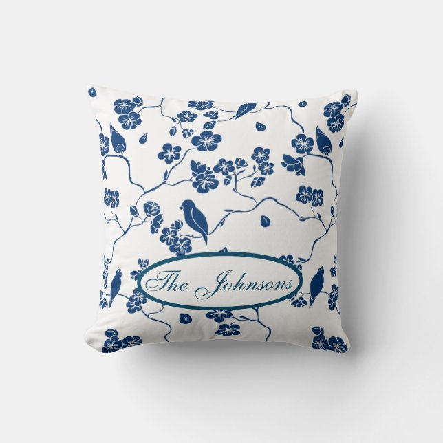 Contemporary Toile Birds & Blommigt Dekorativ kudd Kudde (Framsida)