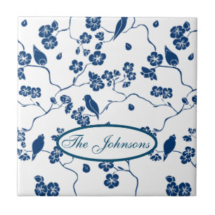 Contemporary Toile Birds & Blommigts Kakelplatta