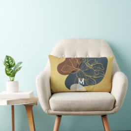 Contemporary Trendig Monogram Guld Whimsical Blomm Lumbarkudde