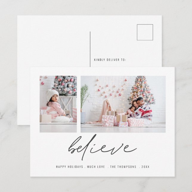 Contemporary Tro 2-foton under julen Vykort (Fram/baksida)