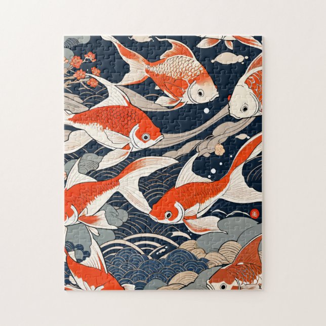 Contemporary ukiyoe, goldfish pussel (Vertikal)