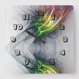 Contemporary Urban Fire flames Vivid Fyrkantig Klocka