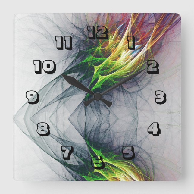 Contemporary Urban Fire flames Vivid Fyrkantig Klocka (Framsida)