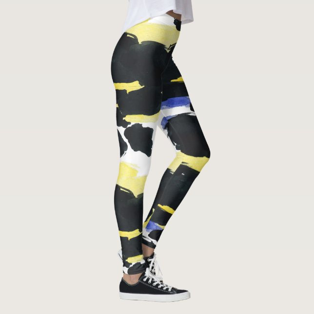Contemporary Vattenfärger Penseldrag Mönster Leggings (Höger)