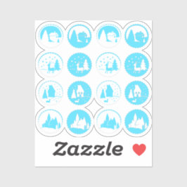 Contemporary Vinterscenen Ställ in isblått Klistermärken