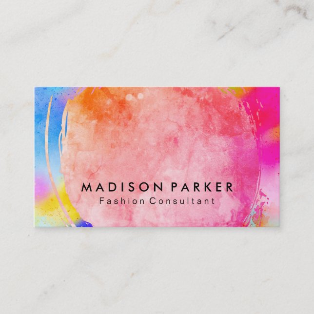 Contemporary Watercolor Brushed Vibrant Visitkort (Framsida)