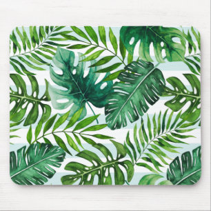 Contemporary Watercolor Tropical Löv Mönster Musmatta