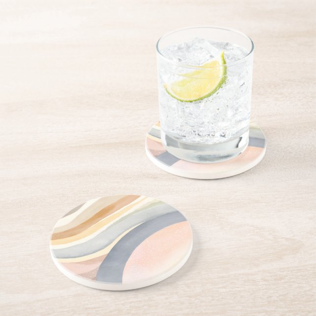 Contemporary Waves | Neutral Modern Watercolor Underlägg (Sidan)