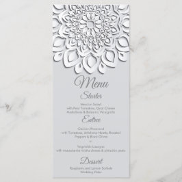 Contemporary White Papper cut Mandala Bröllop Meny