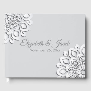 Contemporary White Papper cut Mandala Gästböcker