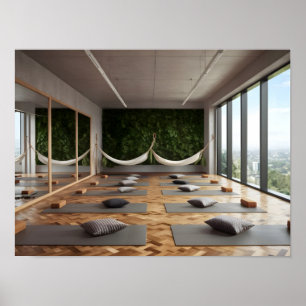 Contemporary Yoga Studio-design med Parquet Golv Poster