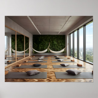 Contemporary Yoga Studio-design med Parquet Golv Poster