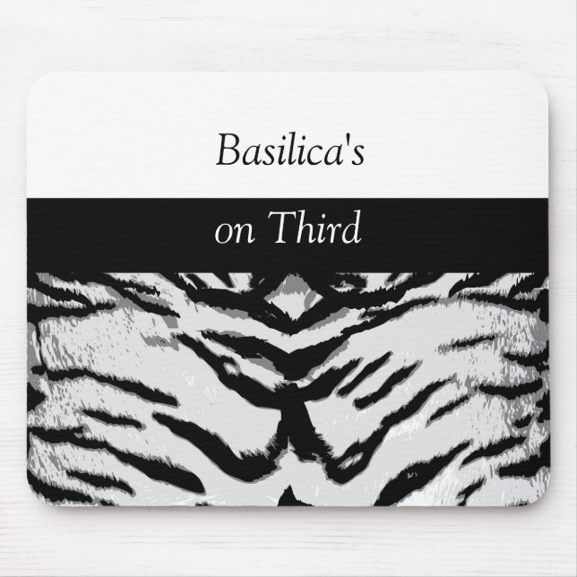 Contemporary Zebra Rand Black och White Mousepad Musmatta (Framsidan)