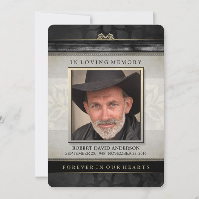 Contemporaryn Black Guld, Memorial Service Inbjuda Inbjudningar (Framsida)