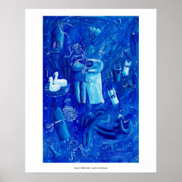 Contemporaryn Blue Bröllop Painting Art Skriv ut Poster