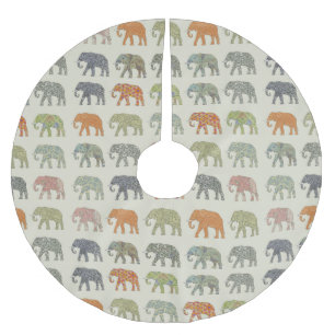 Contemporaryn Elephant Colorful Animal Mönster Julgransmatta Borstad Polyester