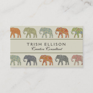 Contemporaryn Elephant Colorful Animal Mönster Visitkort