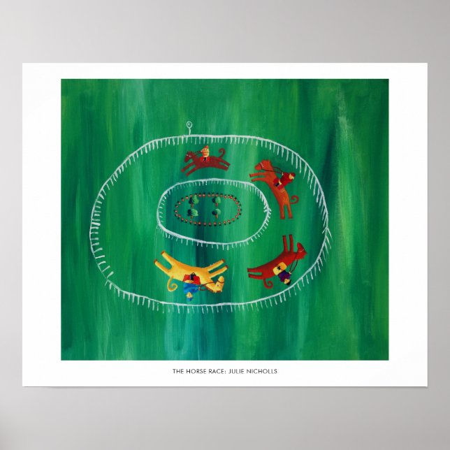 Contemporaryn Horse Tävling Painting Art Skriv ut Poster (Framsidan)