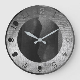Contemporaryn Metallisk Silver Black Graphite Stor Klocka