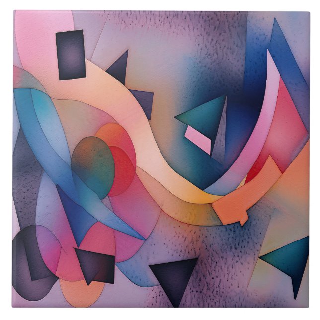 contemporaryns Abstrakt   Art "Boat On Vatten" Kakelplatta (Framsidan)