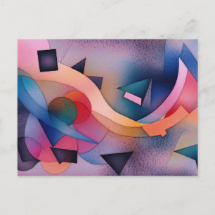 contemporaryns Abstrakt Art "Boat On Vatten" Vykort