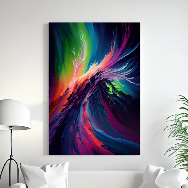 Contemporaryns Abstrakt Färgfläckfärgning av regnb Canvastryck (Skapare uppladdad)