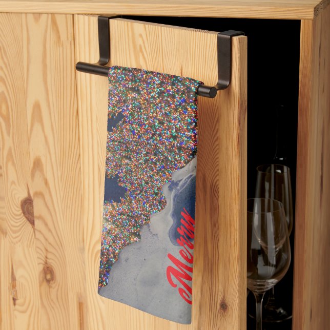 Contemporaryns juldesign kökshandduk (Thirds Fold)