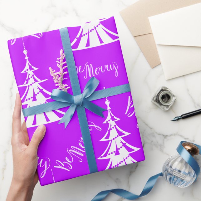 Contemporaryns Lila och vit jul Presentpapper (Skapare uppladdad)