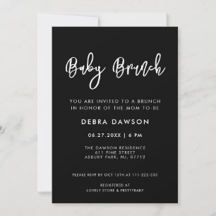Contemporaryns moderna svarta Baby Brunch Inbjudningar