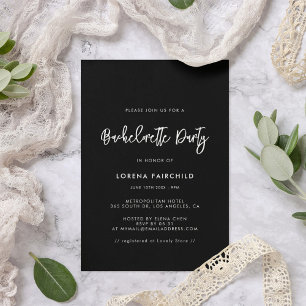 Contemporaryns moderna svarta Bachelorette-parti Inbjudningar