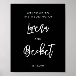 Contemporaryns moderna svarta bröllop anpassningsb poster