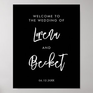 Contemporaryns moderna svarta bröllop anpassningsb poster