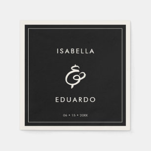 Contemporaryns moderna svarta bröllop pappersservett