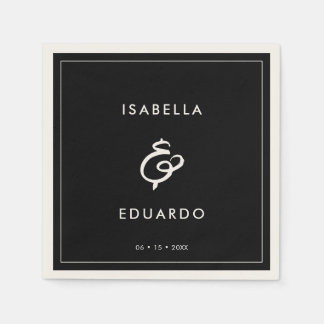 Contemporaryns moderna svarta bröllop pappersservett