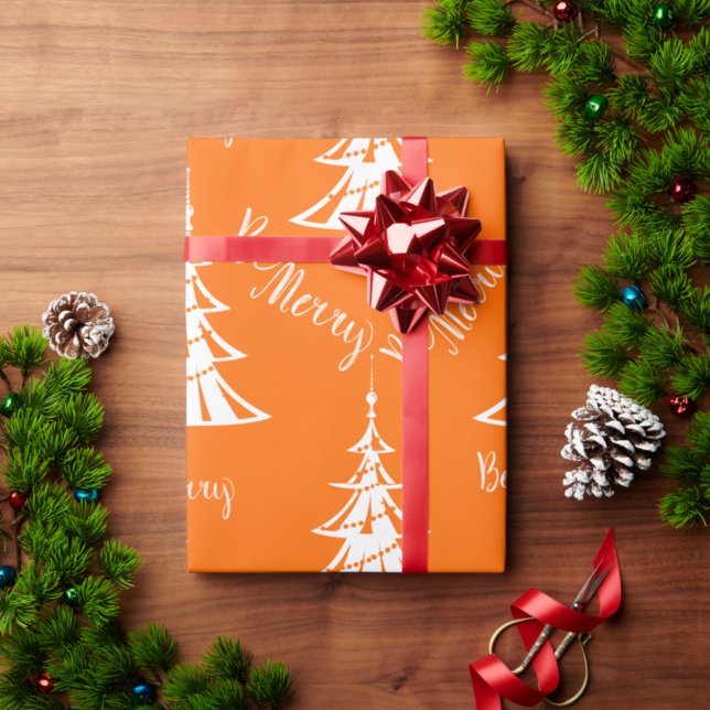 Contemporaryns Orange och vit jul Presentpapper (Skapare uppladdad)