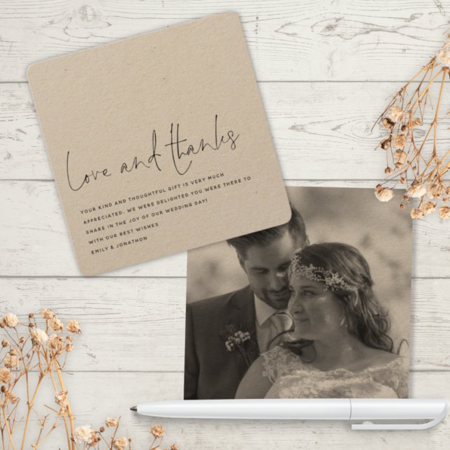 Contemprary Kärlek Tack Photo Bröllop Kort (Skapare uppladdad)