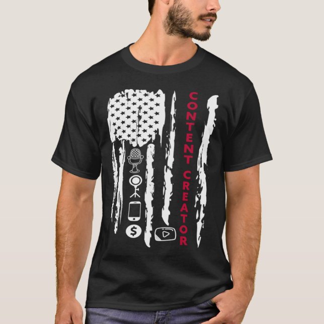 Content Creator blogger vlogger influencer America T Shirt (Framsida)