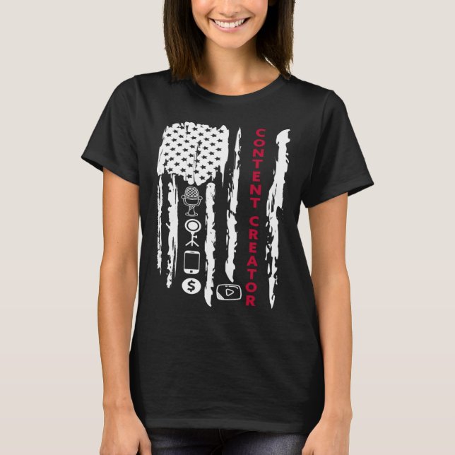 Content Creator blogger vlogger influencer America T Shirt (Framsida)