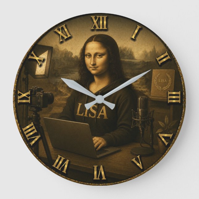 Content Creator Funny Mona Lisa YouTuber Gift Stor Klocka (Framsida)