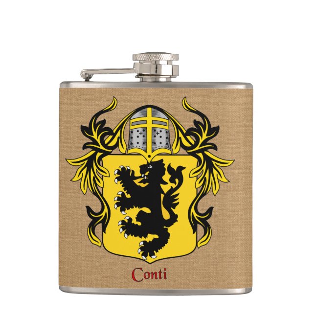 Conti Heraldic Shield med Helm och Mantle Fickplunta (Framsidan)