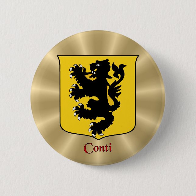 Conti Historical Shield on Golden Sunburst Knapp (Framsida)