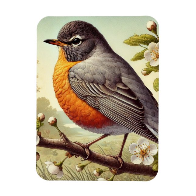 Conticut State Bird American Robin Magnet (Vertikal)
