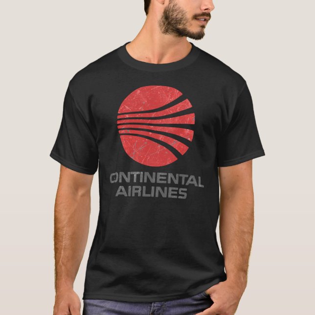 Continental Airlines Vintage Aviation    T Shirt (Framsida)
