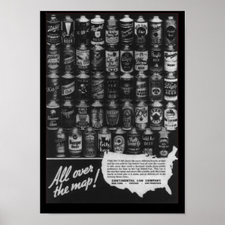 Continental Can Company Cone Top Beer kan Poster