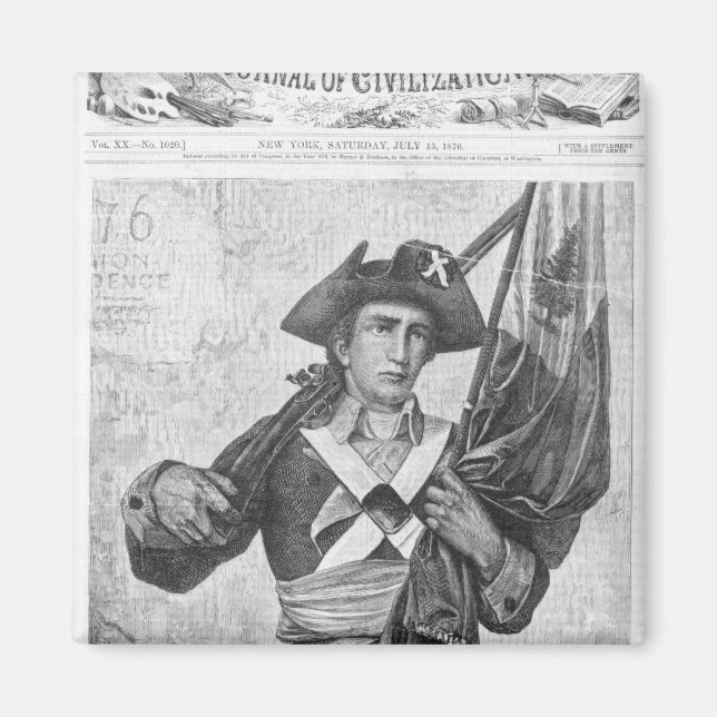 Continental Soldier som håller i musket flagga Magnet (Framsidan)