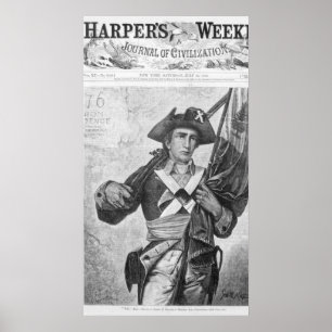 Continental Soldier som håller i musket flagga Poster